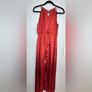 Sold out! SHEIN Clasi Solid Tie Front Split Hem Satin Halter Dress size medium